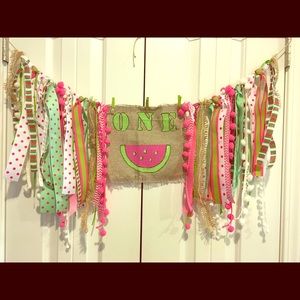 Birthday ribbon banner, and wreath